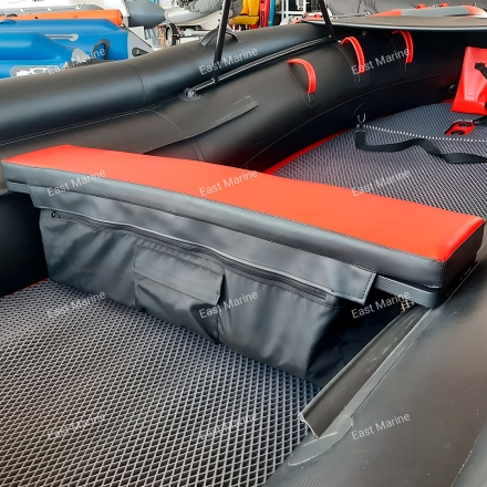 Сиденье мягкое с сумкой для лодки BADGER AIR LINE360-390 105см чёрный/красный