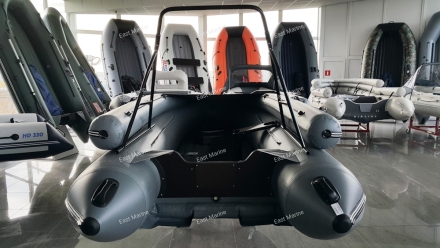 Лодка надувная моторная Хатанга Jet-390 Lux НДНД с фальшбортом серый