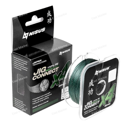 Шнур NISUS JIG CONNECT X4 PE Dark Green 0,25мм/100м/14,8кг (T-N-JC-X4-0.25-100-DG)