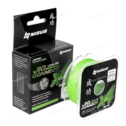 Шнур NISUS JIG CONNECT X4 PE Light Green 0,20мм/150м/10,3кг (T-N-JC-X4-0.20-150-LG)