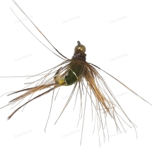 Муха донная S-55-12 крючок №12 зелёный/золотые полоски 