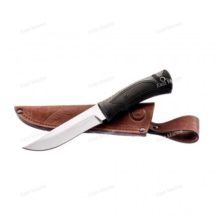 Нож туристический ЯСТРЕБ кованая нержавеющая сталь 65х13 эластрон ножны/кожа