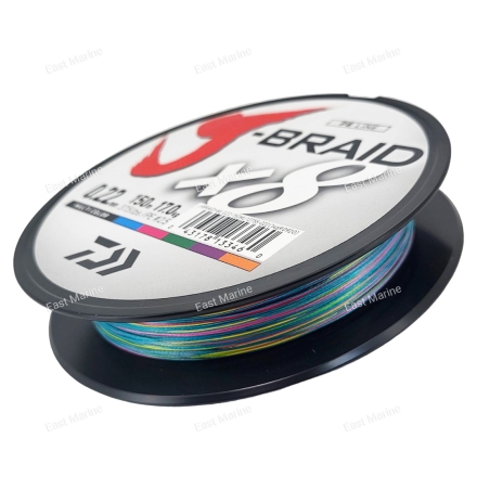 Шнур плетёный DAIWA J-Braid X8 0,22мм/150м/17кг мультиколор (12755-022)