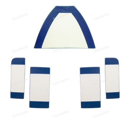 Комплект подушек в рубку (Бриз-17). 5 шт. Винил. Цв.белый/синий.