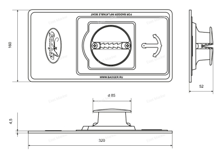 Рым якорный для надувной ПВХ лодки серый 12004