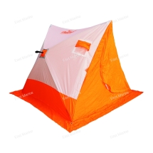 Палатка зимняя СЛЕДОПЫТ 2-скатная, Oxford 210D PU 1000, цв. белый/ораньжевый