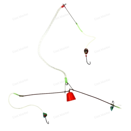 Снасть на камбалу Davy Jones Бабочка (100гр, крючки №14х1+15х1+16х1, амортизатор, Japan Red UV)