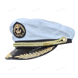 Капитанка-белая  &quot;Капитан&quot; вышитый козырек, шнур витой, хлопок р.59