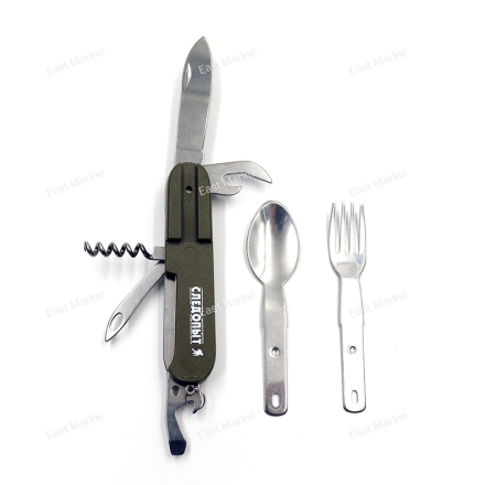 Мультитул &quot;СЛЕДОПЫТ&quot;, 7 предметов c ложкой, вилкой, в чехле, в коробке/120/