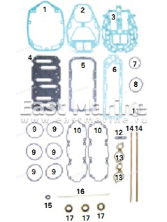 Прокладки, к-т, Mercury 2.5L 135-175 DFI, 150/175 EFI   500-222