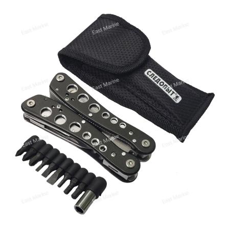 Мультитул (плоскогубцы) &quot;СЛЕДОПЫТ&quot;, 18 предметов, в чехле/60/  PF-MT-09