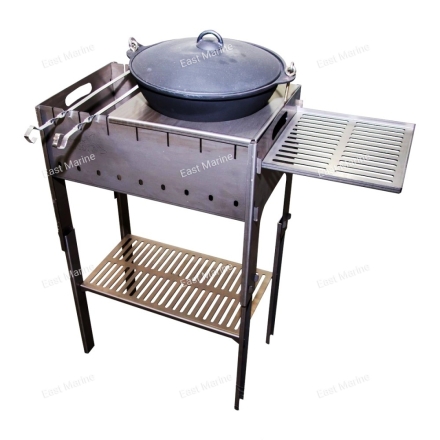 Мангал разборный со столиком и подставкой под казан 2мм Helios с сумкой (T-M-S-PK)