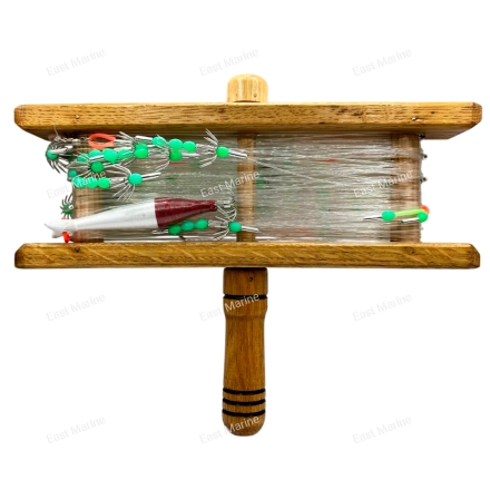 Оснастка на кальмара DTD мотовило деревянное с леской и гирляндой