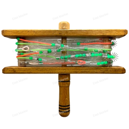 Оснастка на кальмара DTD мотовило деревянное с леской и гирляндой