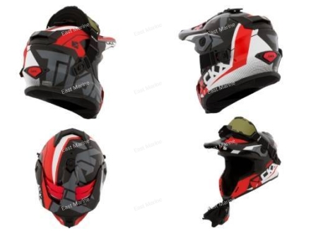 Шлем снегоходный бэккантри CKX TITAN ALTITUDE, с очками CKX 210° TACTICAL, красный/белый