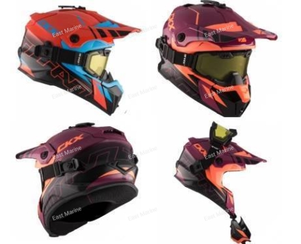 Шлем снегоходный бэккантри CKX TITAN AVALANCHE, с очками CKX 210° TACTICAL, оранжевый/синий