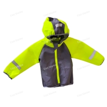 Детская куртка грязе-влагозащитная ПВХ трикотаж серый/сигнально-зеленый р-р 110-116 