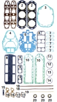 Прокладки, к-т, Mercury V175, V1750, V200, 2000     500-234