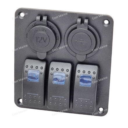 Панель 12V с разъёмами и включателями      SF50803-3H1P1U