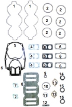 Прокладки, к-т, Mercury V6 3.0 L Carb/EFI    500-242